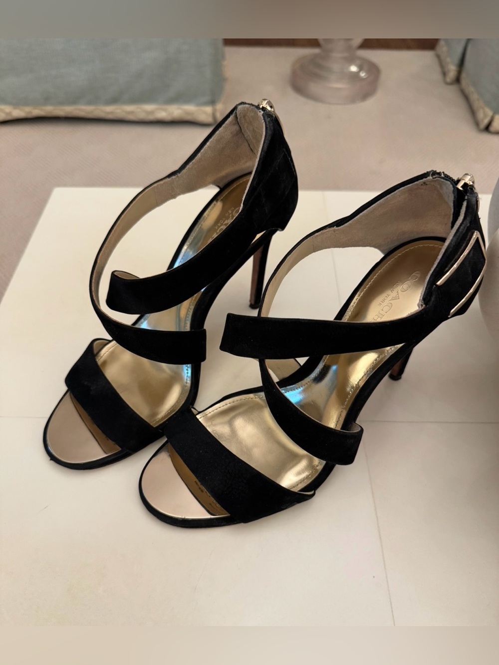 COACH New York Halsey Black Nubuck Heels